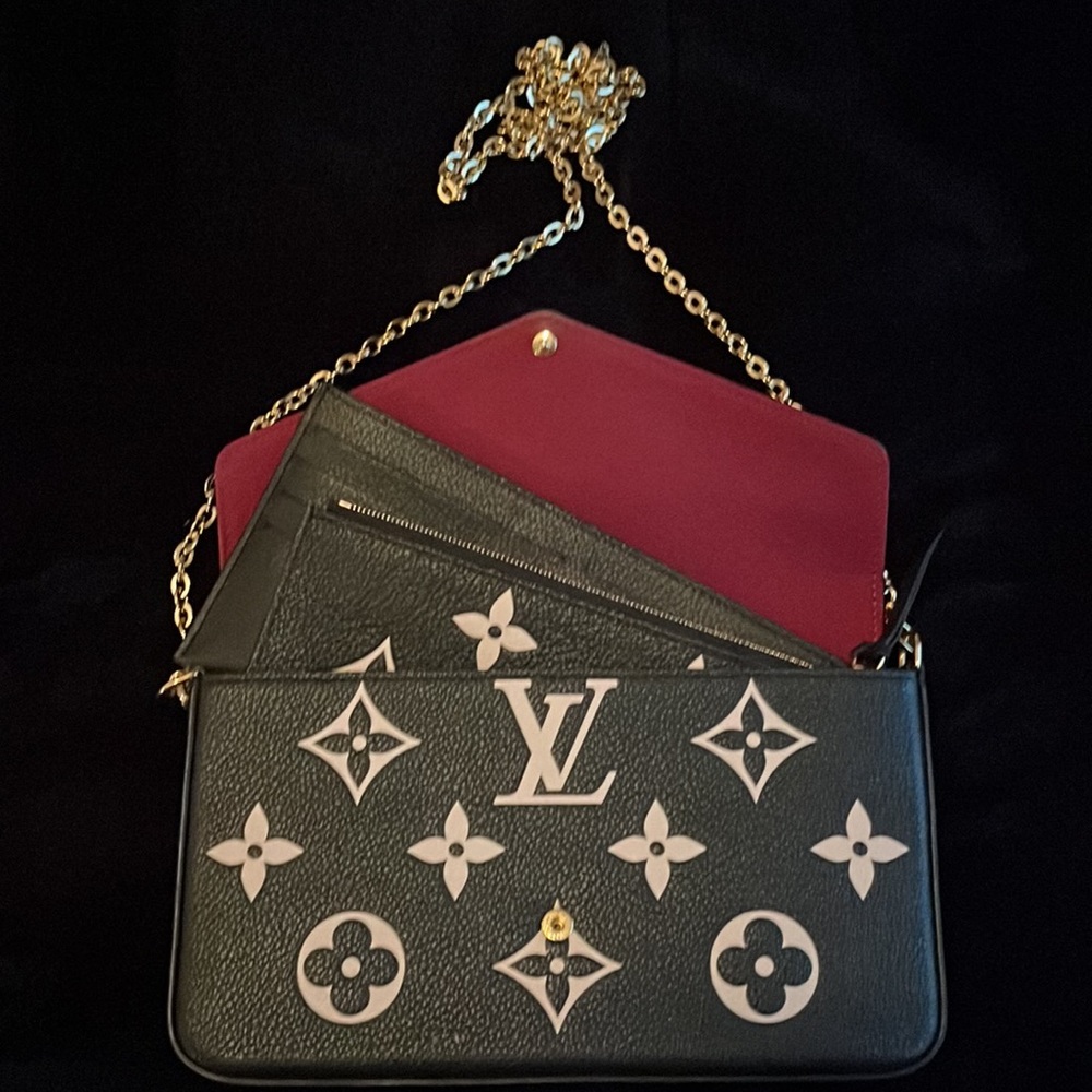 Louis Vuitton Black Beige Monogram Empreinte Félicie Pochette